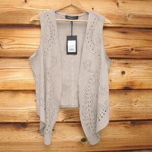 NWT Rino & Pelle Faux Suede Laser Cut Vest